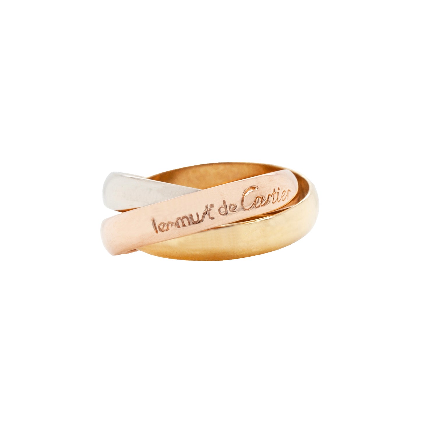 Les Must de Cartier Trinity Tri-Color 18K White, Yellow & Rose Gold Band Ring