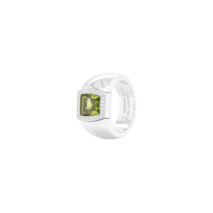 Cartier La Dona Diamond and Peridot 18 Carat White Gold Dress Ring