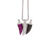 Ruby, Black & White Diamond 18K White Gold Three Horn Pendant and Diamond Chain