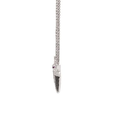 Ruby, Black & White Diamond 18K White Gold Three Horn Pendant and Diamond Chain