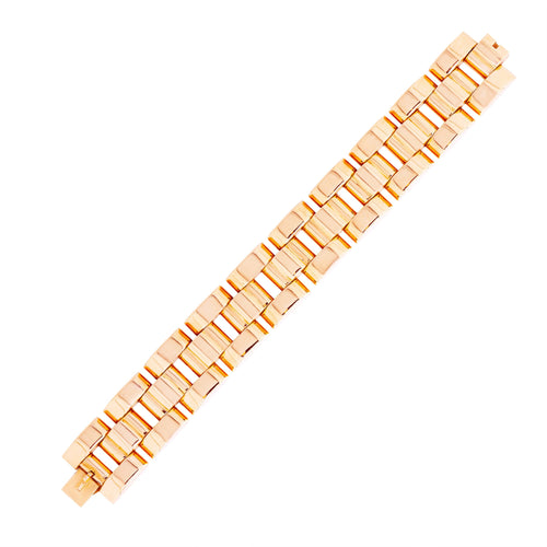 Retro 18 Carat Yellow Gold 'Tank' Style Link Bracelet