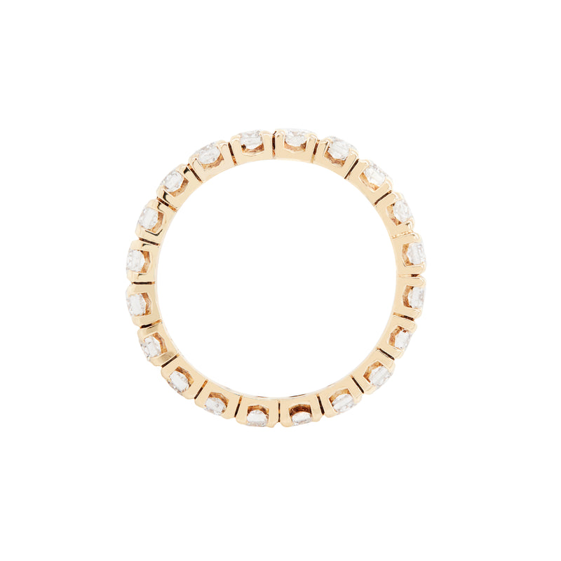 Diamond full eternity stacking band ring in 18ct yellow gold, featuring round brilliant cut diamonds in claw setting,.