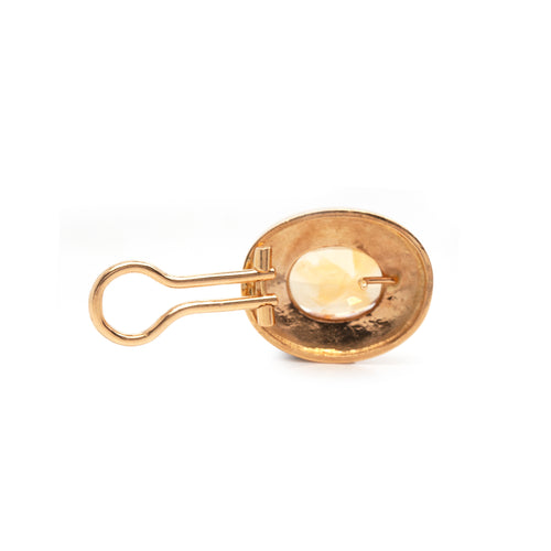 french clasp on Citrine and 18 Carat Yellow Gold Large Oval Stud Earrings