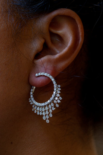 Valente Milano 18ct White Gold and Diamond Chandelier Hoop Earrings