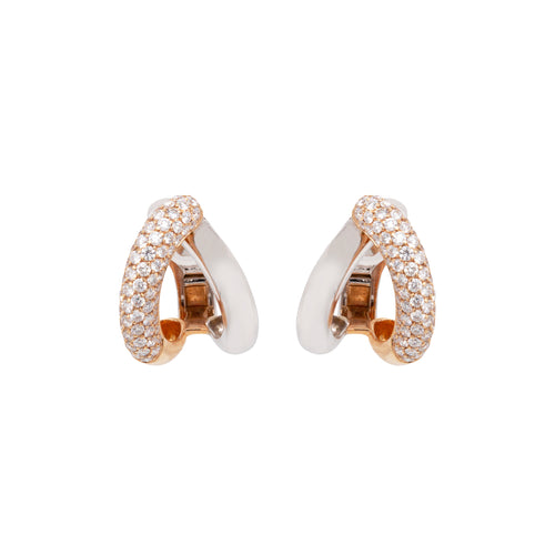 Mattioli Diamond 18 Carat Rose and White Gold Split Half-Hoop Earrings