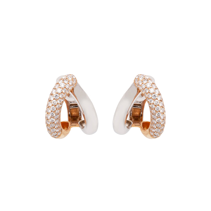 Mattioli Diamond 18 Carat Rose and White Gold Split Half-Hoop Earrings