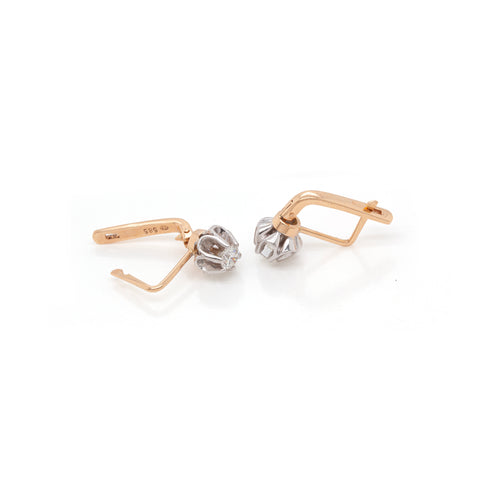 14ct Rose and White Gold 0.54 Carat Diamond Drop Earrings