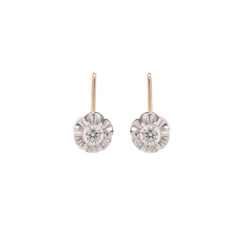 14ct Rose and White Gold 0.54 Carat Diamond Drop Earrings