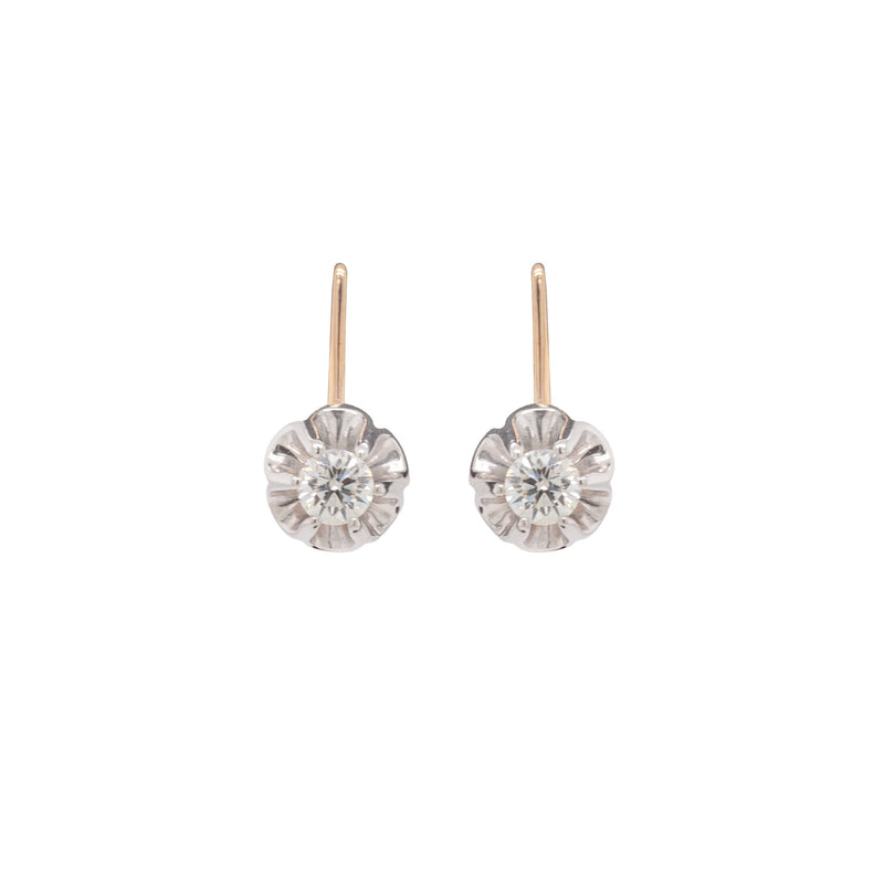 14ct Rose and White Gold 0.54 Carat Diamond Drop Earrings