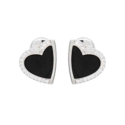 18 Carat White Gold and Diamond Heart Shaped Earrings by Roberto Coin