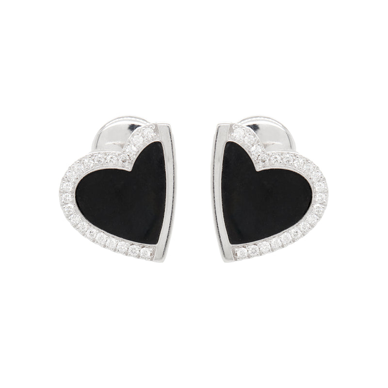 18 Carat White Gold and Diamond Heart Shaped Earrings by Roberto Coin