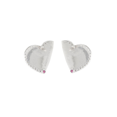 18 Carat White Gold and Diamond Heart Shaped Earrings by Roberto Coin