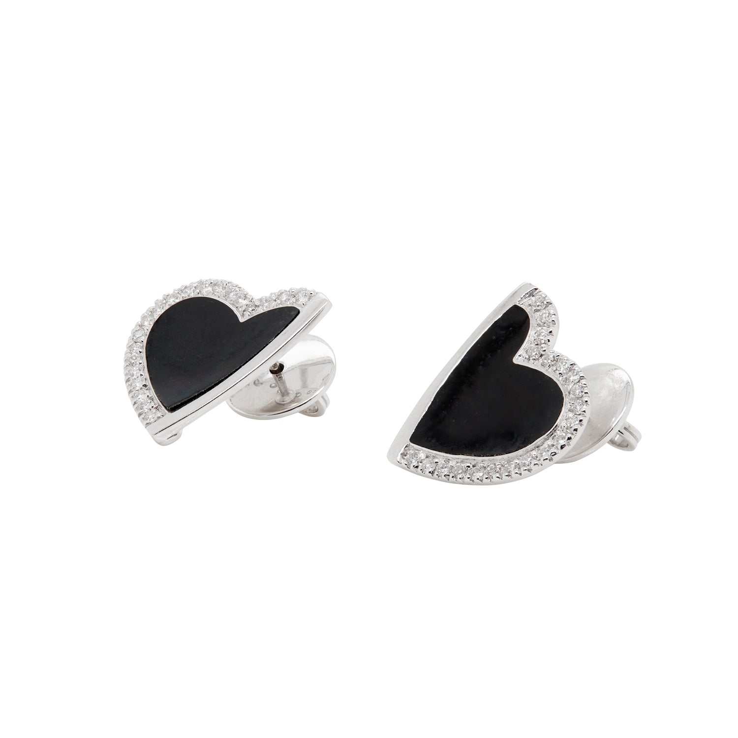 18 Carat White Gold and Diamond Heart Shaped Earrings by Roberto Coin