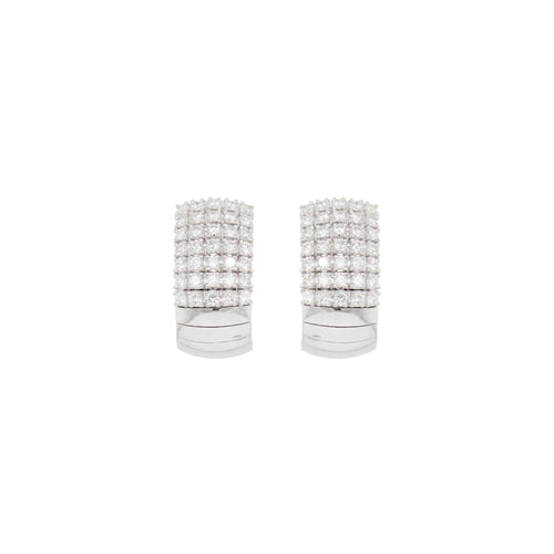 Diamond and 18 Carat White Gold Wide Lever-Back Earrings