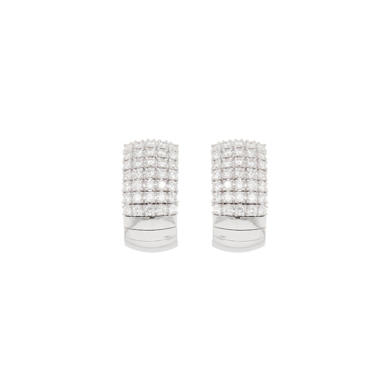 Diamond and 18 Carat White Gold Wide Lever-Back Earrings