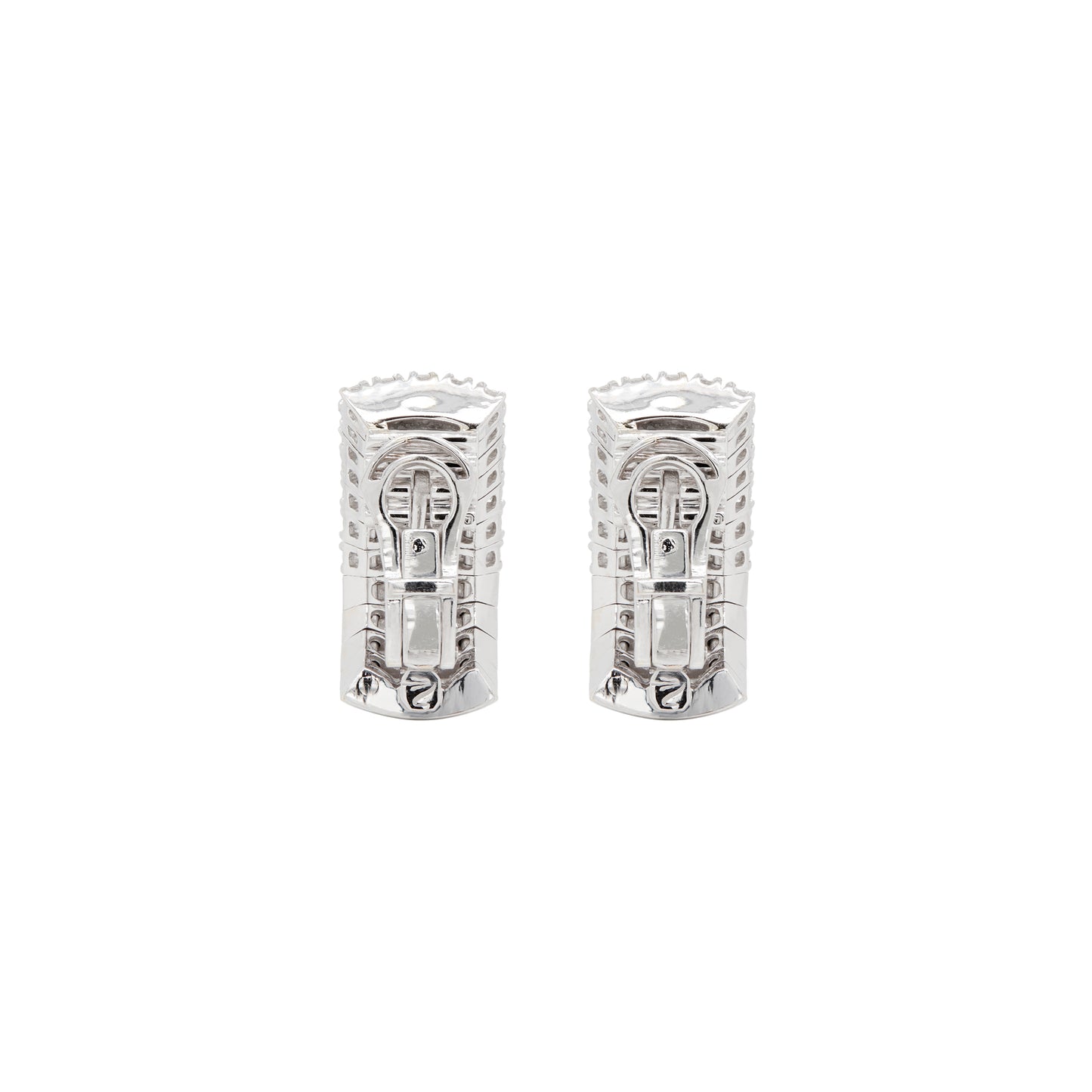 Diamond and 18 Carat White Gold Wide Lever-Back Earrings