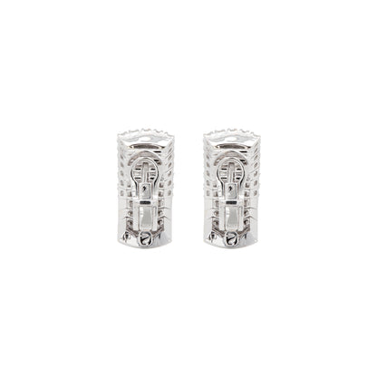 Diamond and 18 Carat White Gold Wide Lever-Back Earrings