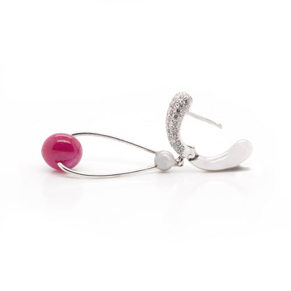 18 Carat White Gold Ruby and Diamond Drop Earrings
