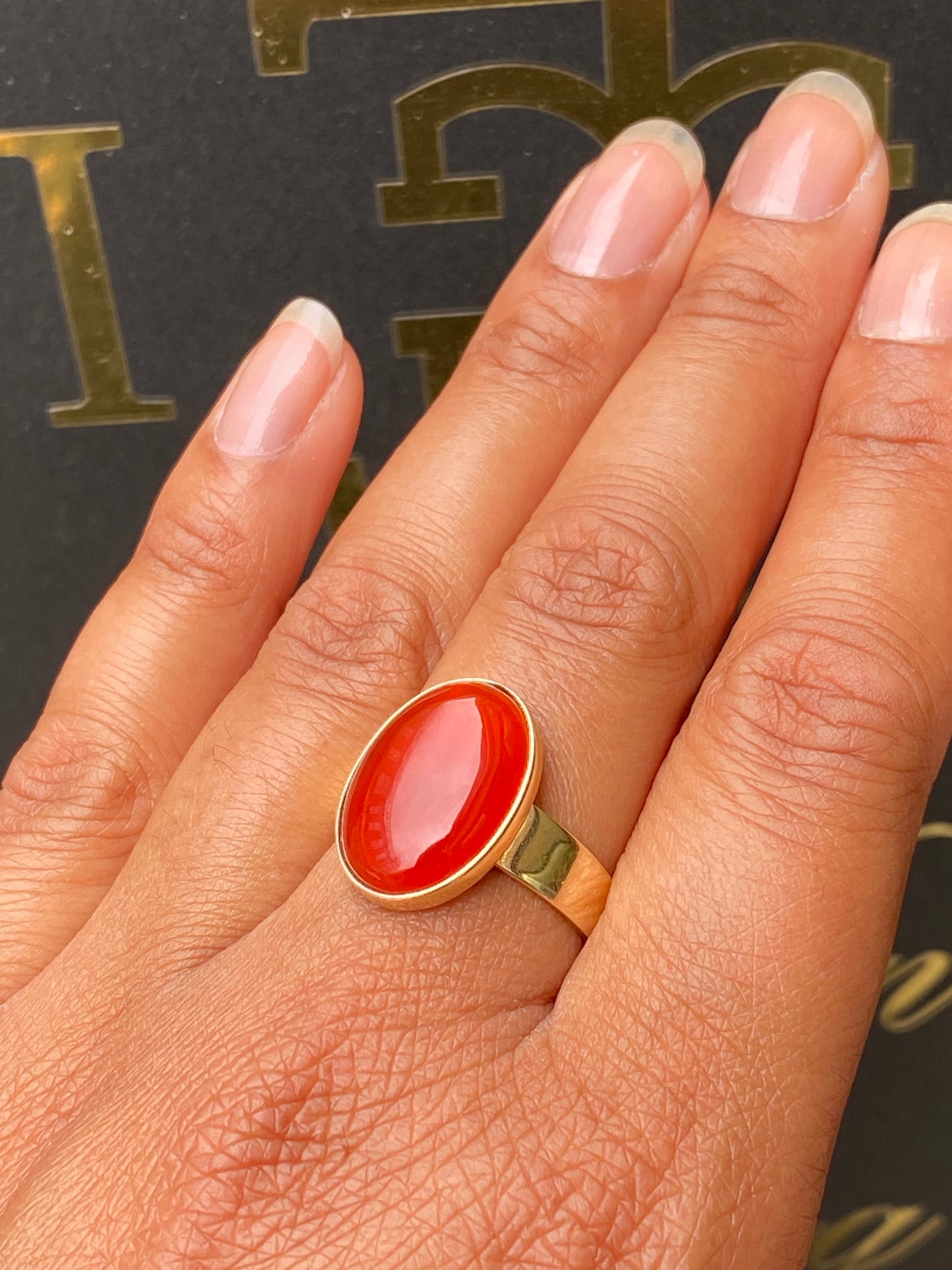 14ct Yellow Gold and Carnelian Ring