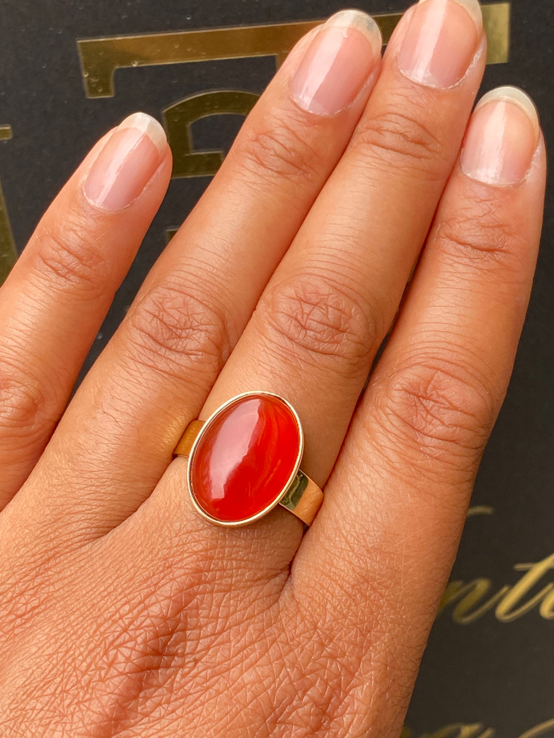 14ct Yellow Gold and Carnelian Ring