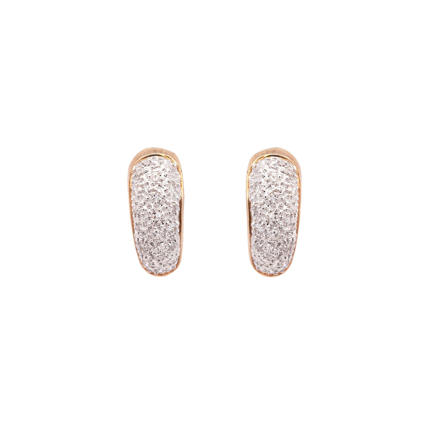 Diamond 9 Carat White and Yellow Gold Small Hoop Earrings