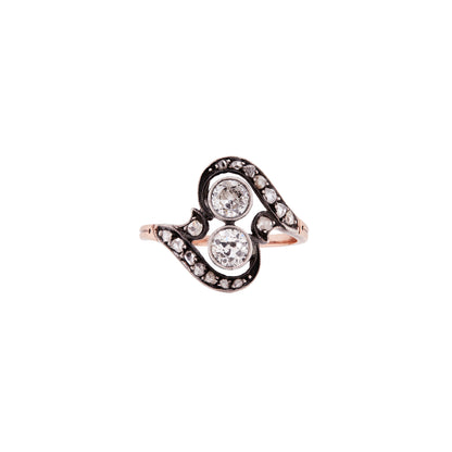 Rose gold ring with old cut diamond