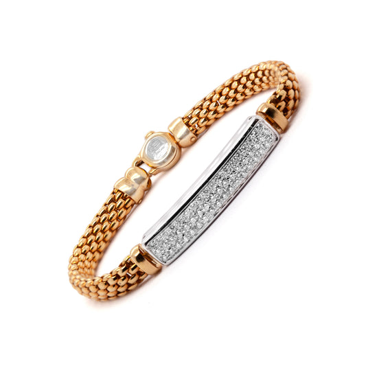 FOPE Diamond 18 Carat White and Yellow Gold Woven Link Bracelet