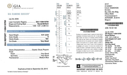 GIA report 0.41 carat diamond
