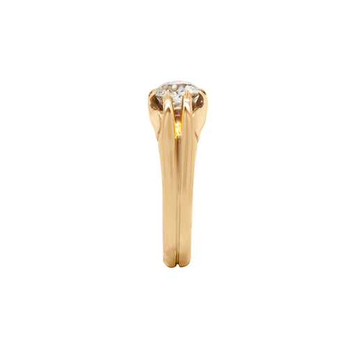 Antique 18 Carat Yellow Gold Old Mine Cut Diamond Gents Ring