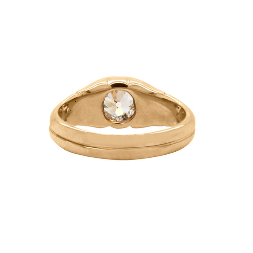 Antique 18 Carat Yellow Gold Old Mine Cut Diamond Gents Ring