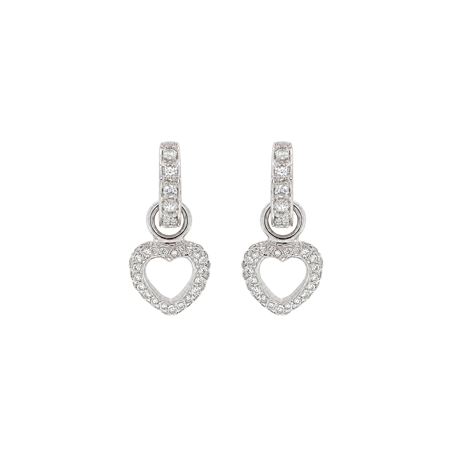 Diamond and 18 Carat White Gold Day and Night Heart Drop Dangle Earrings