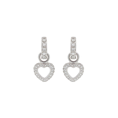 Diamond and 18 Carat White Gold Day and Night Heart Drop Dangle Earrings