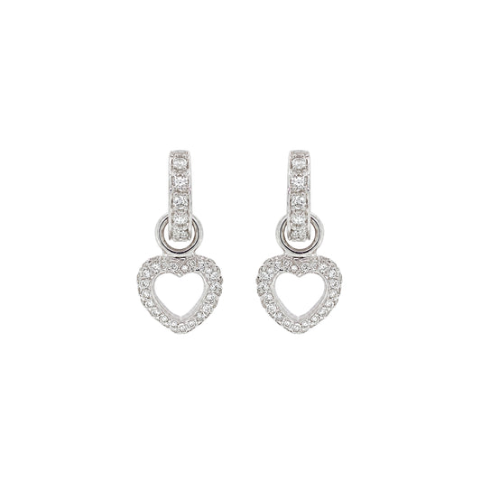 Diamond and 18 Carat White Gold Day and Night Heart Drop Dangle Earrings