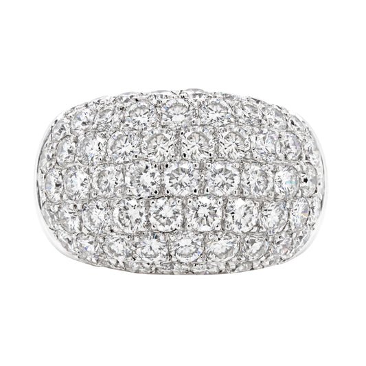 Diamond 18 Carat White Gold Bombé Cluster Dome Cocktail Ring