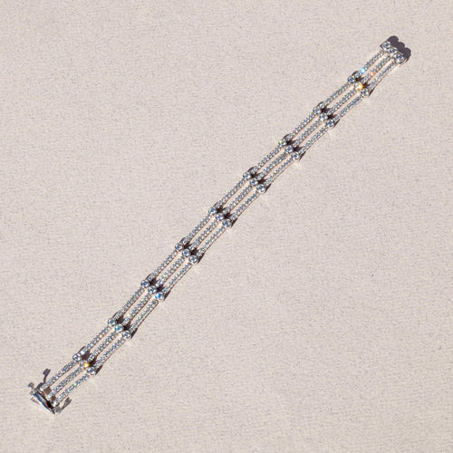 18 Carat White Gold Three Row Diamond Bracelet