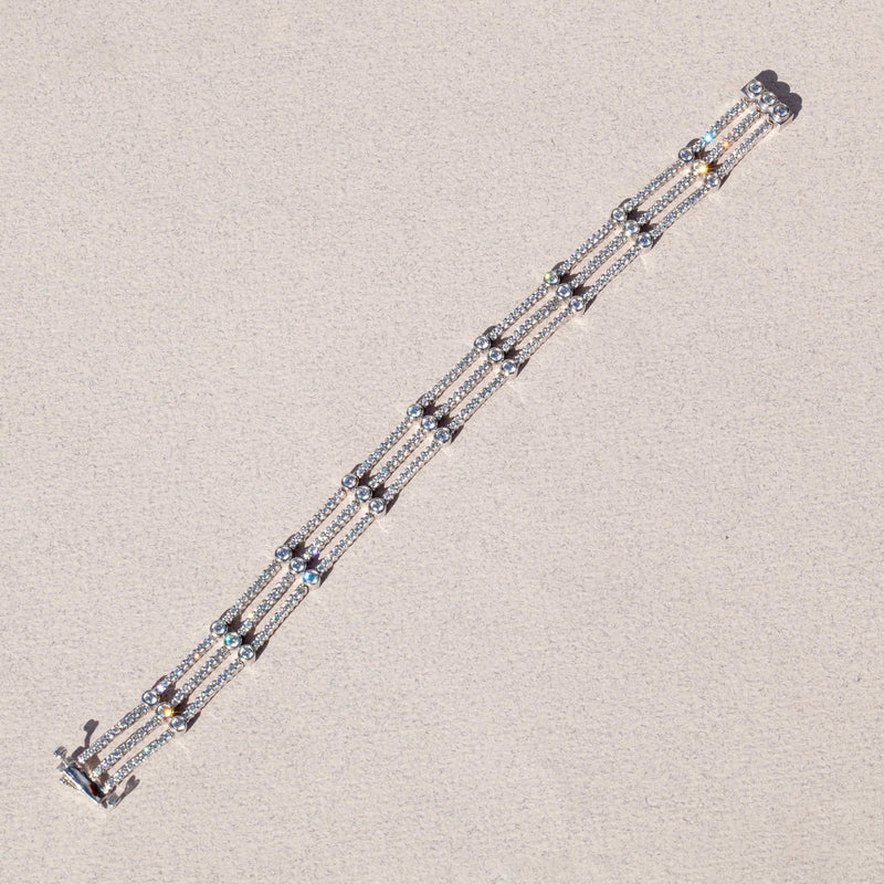 18 Carat White Gold Three Row Diamond Bracelet