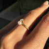 Old Mine Cut Diamond and Pearl Toi Et Moi Edwardian Ring in 18 Carat Yellow Gold