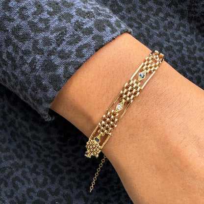 Antique Blue Sapphire & Diamond 15 Carat Rose Gold Gate Bracelet
