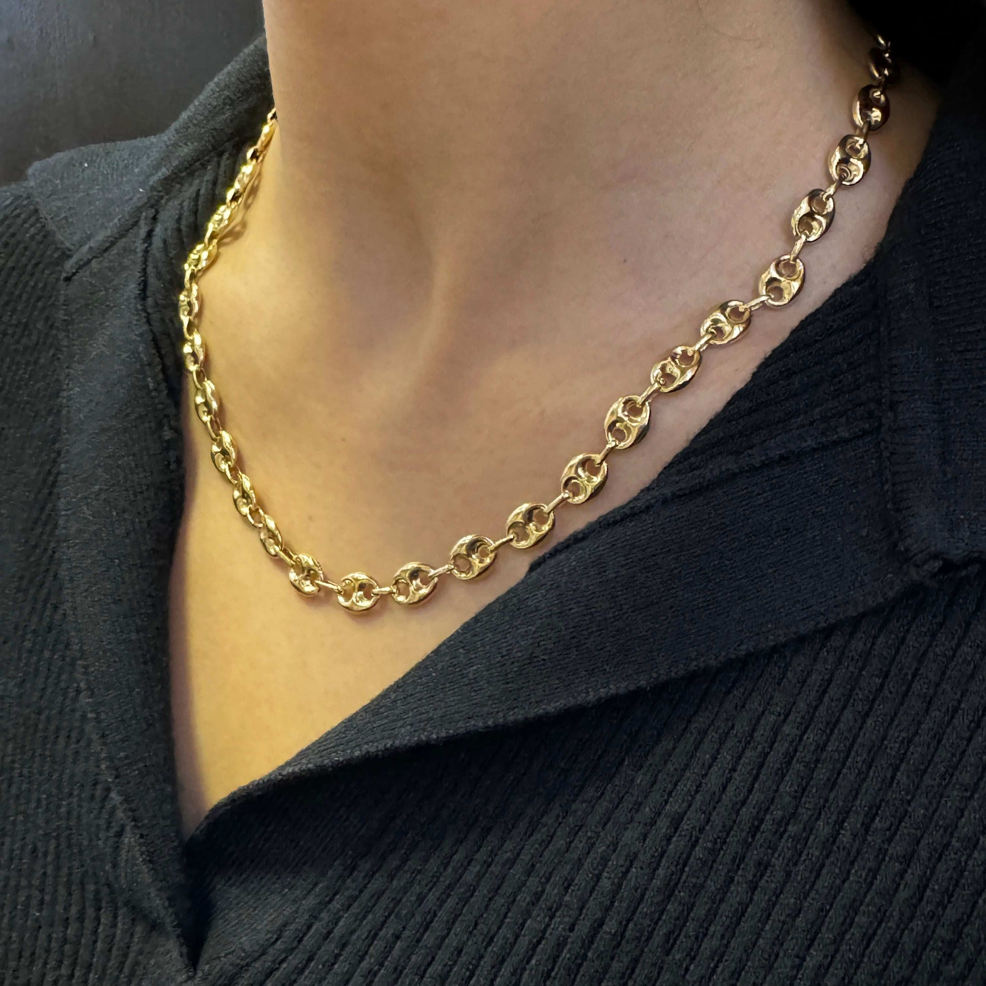 18 Carat Yellow Gold Anchor Mariner Link Chain Necklace
