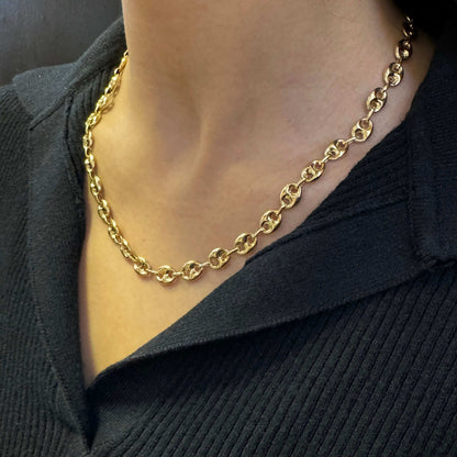 18 Carat Yellow Gold Anchor Mariner Link Chain Necklace