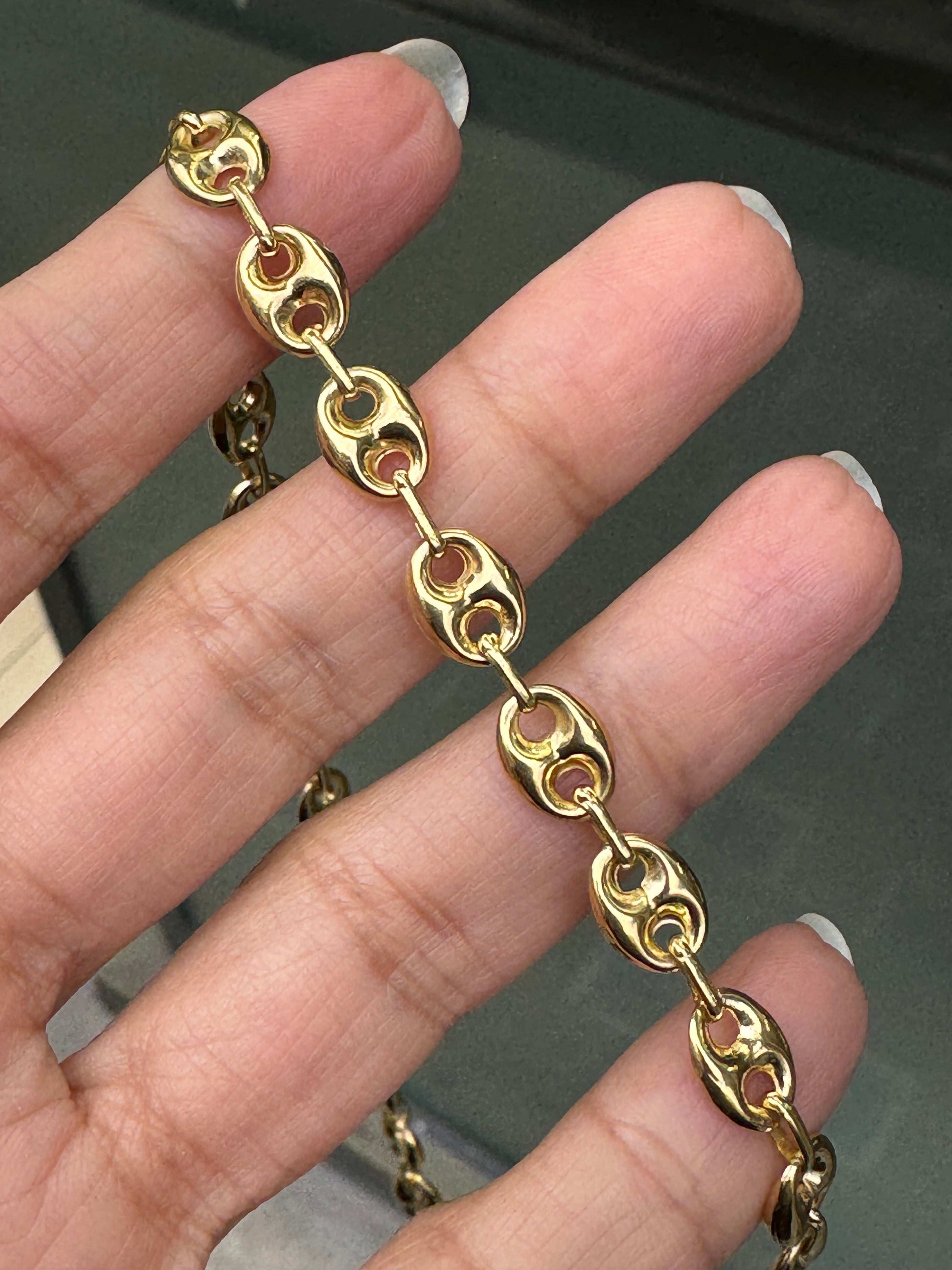 18 Carat Yellow Gold Anchor Mariner Link Chain Necklace