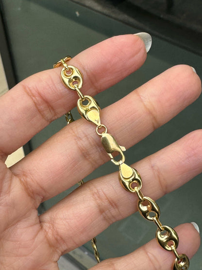 18 Carat Yellow Gold Anchor Mariner Link Chain Necklace