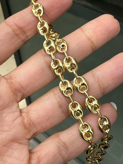18 Carat Yellow Gold Anchor Mariner Link Chain Necklace