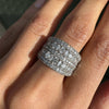 Mixed Cut Diamond 14 Carat White Gold Tapered Wide Band Cocktail Ring