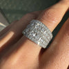 Mixed Cut Diamond 14 Carat White Gold Tapered Wide Band Cocktail Ring