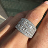 Mixed Cut Diamond 14 Carat White Gold Tapered Wide Band Cocktail Ring