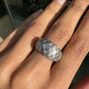 Diamond and Brushed 18 Carat White Gold Quilted Tapered Dome Ring