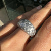 Diamond and Brushed 18 Carat White Gold Quilted Tapered Dome Ring