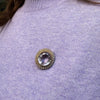 Amethyst and Seed Pearl 15 Carat Yellow Gold Oval Halo Cluster Brooch