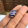 Vintage Guilloché Blue Enamel and 14 Carat Yellow Gold Egg Charm